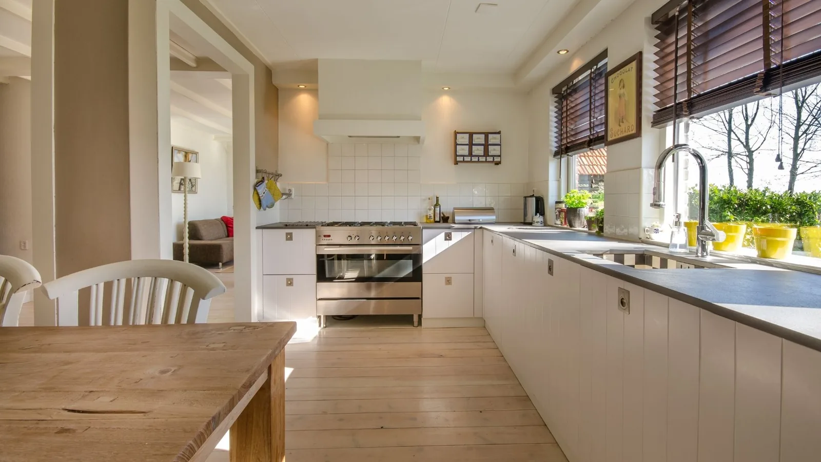 Clean rustic kitchen with wooden finishes