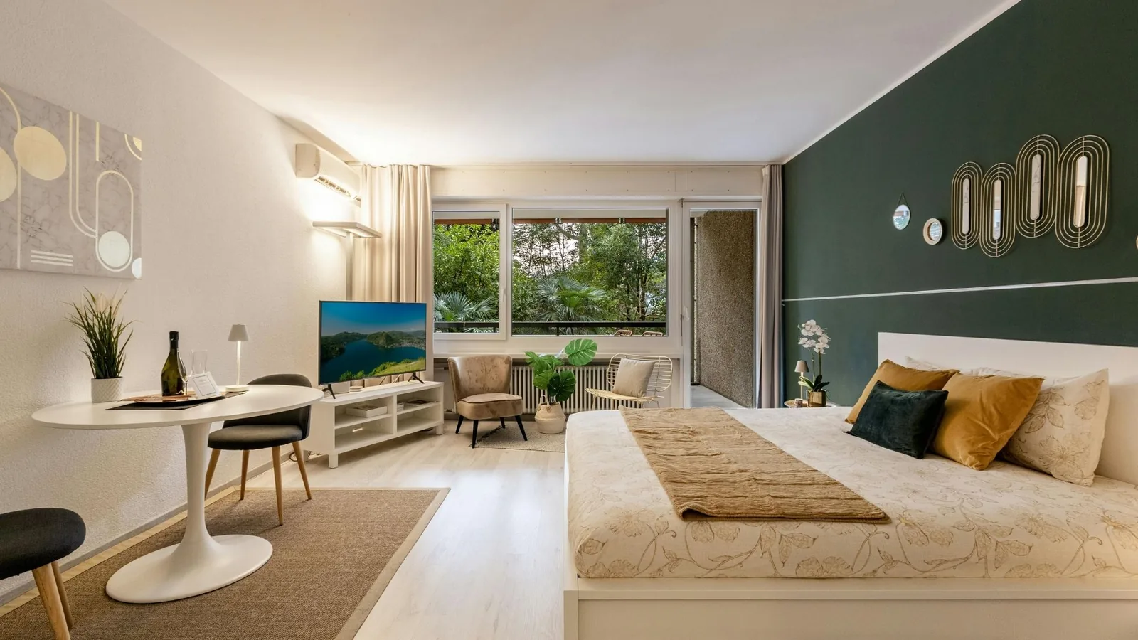 Neat bedroom interior after cleaning service